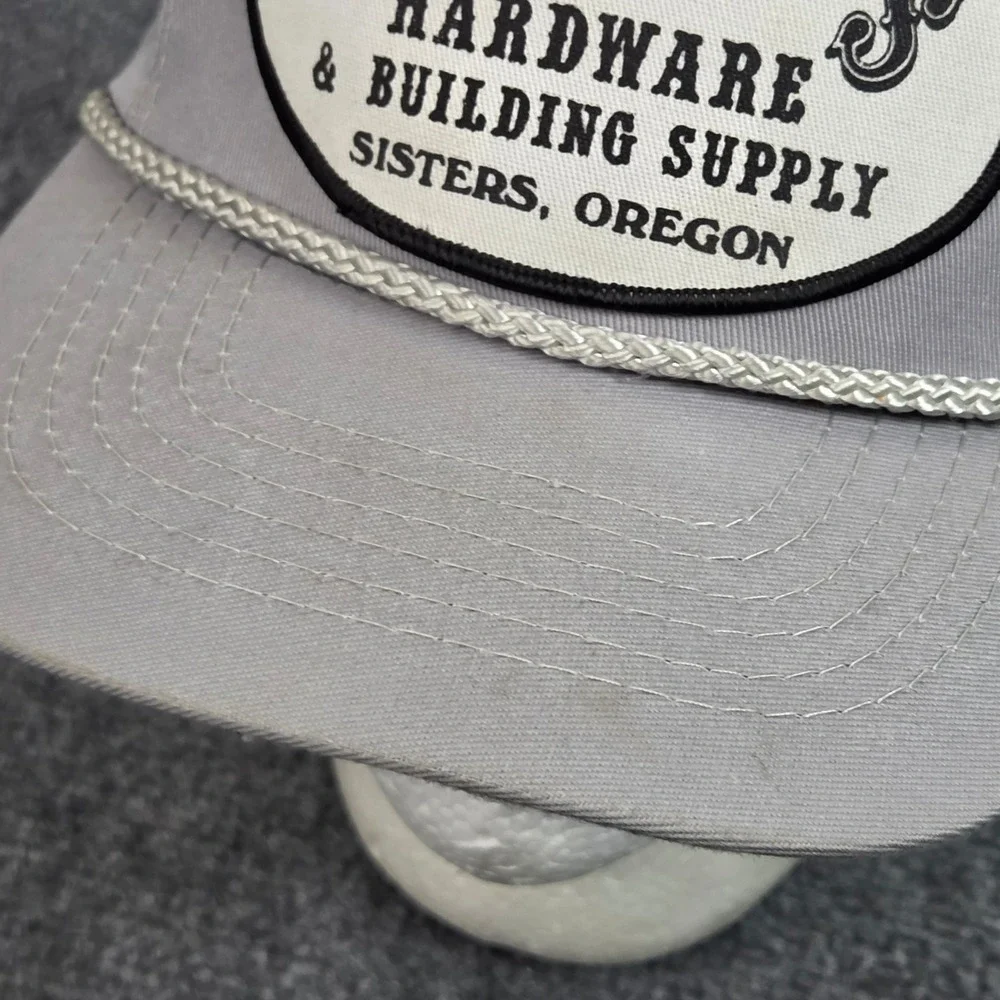 Vintage Sisters Oregon Trucker Hat Gray Rope Hoyts Hardware Patch Cap 90s